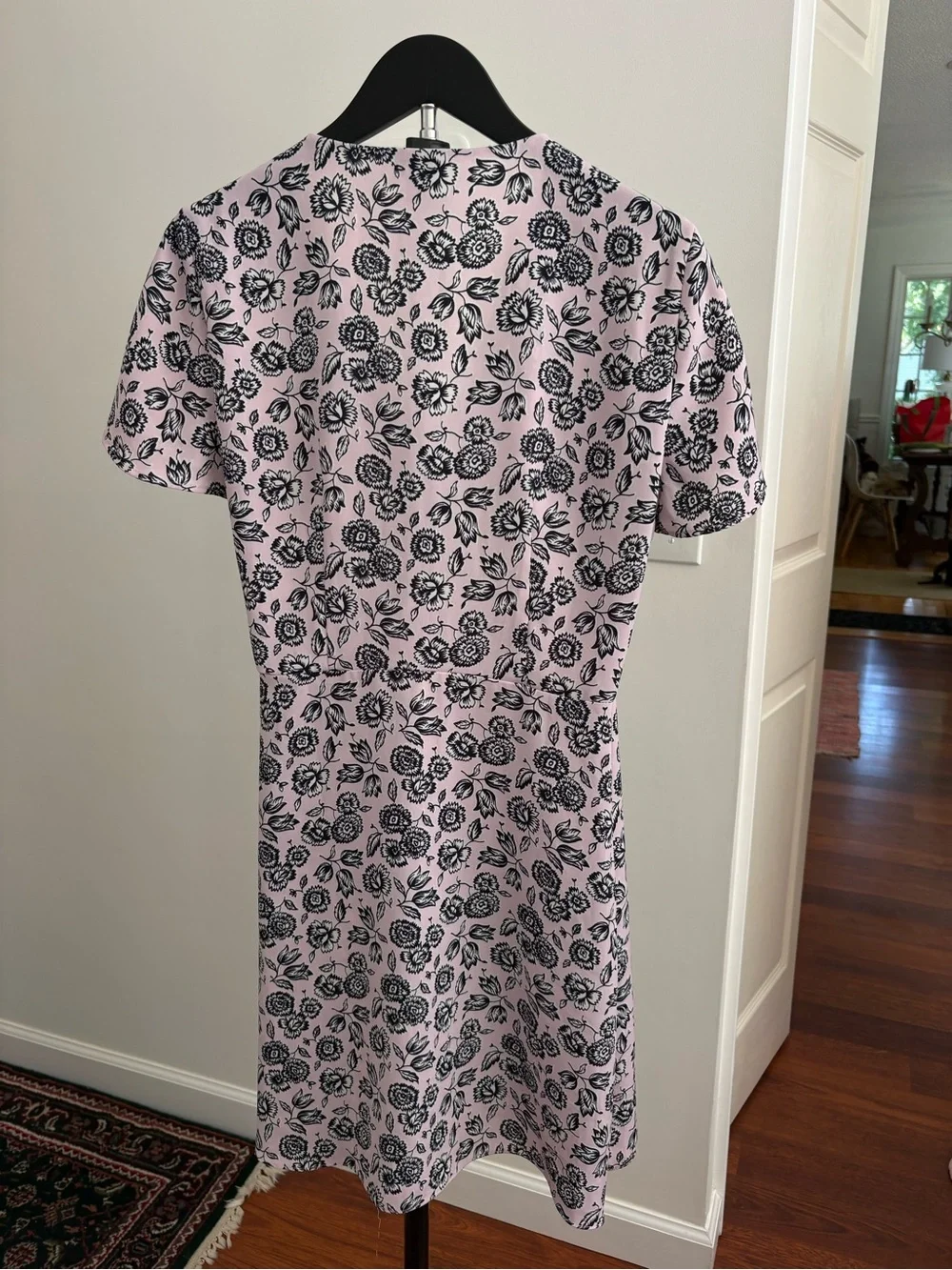 J. Crew Pink and Black Floral Wrap Dress